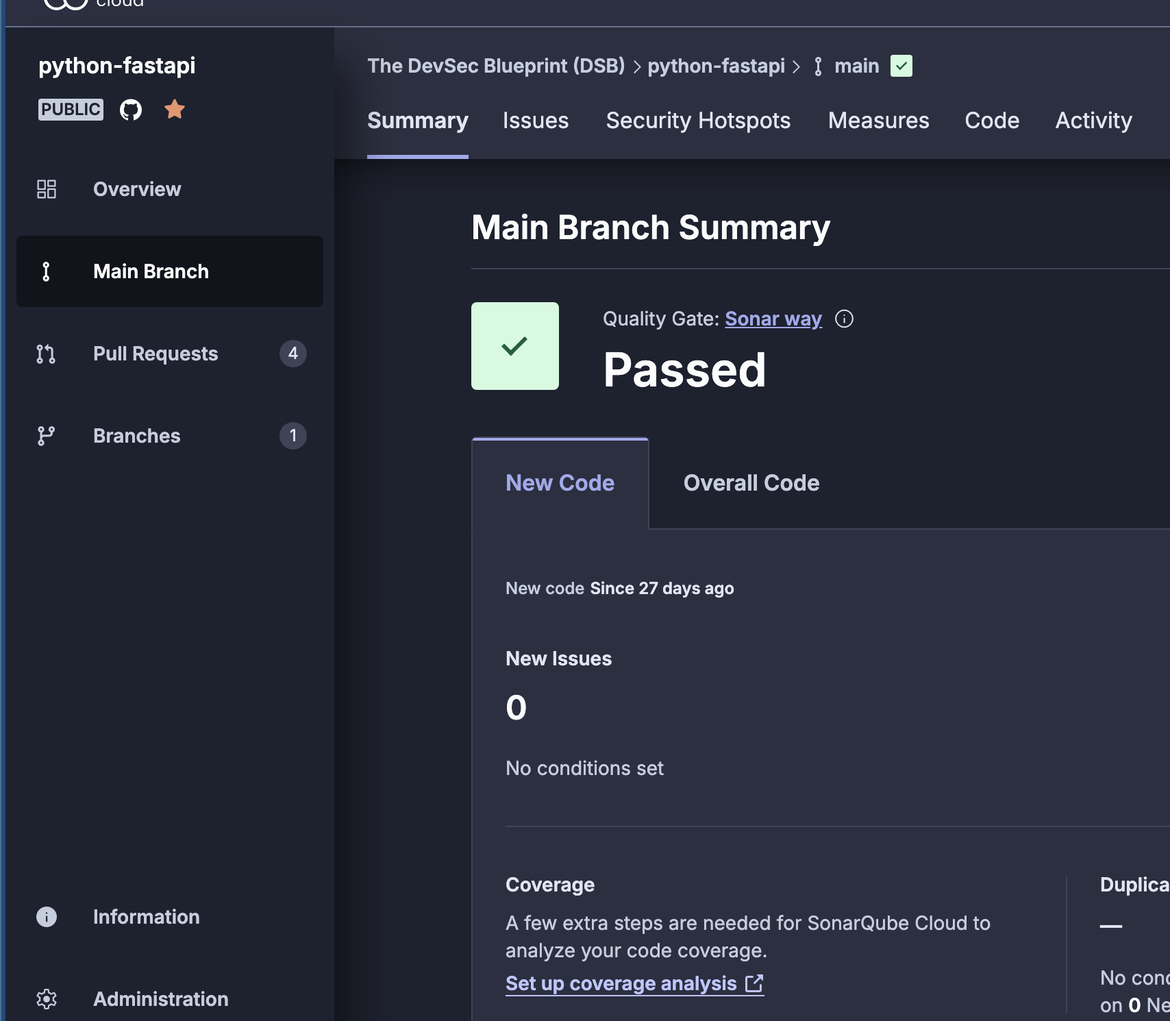 SonarCloud Dashboard